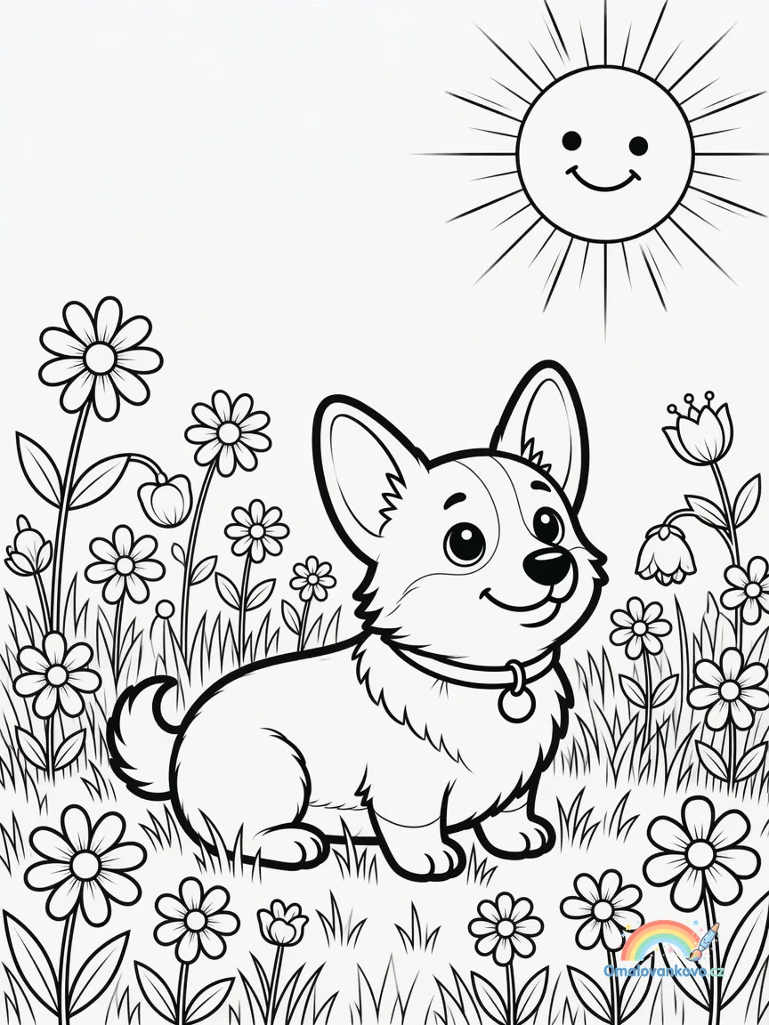 Omalovánka Corgi 1 k vytisknutí na A4