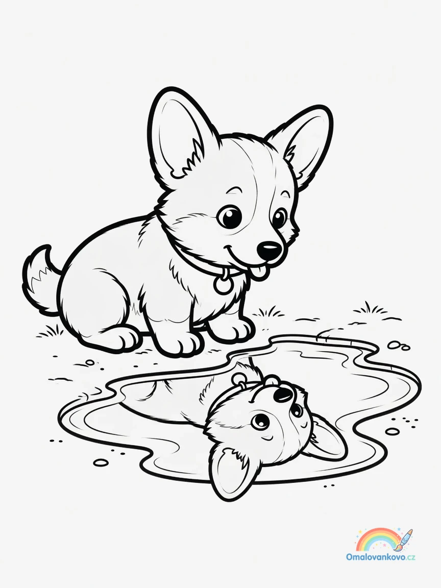 Omalovánka Corgi 18 k vytisknutí na A4