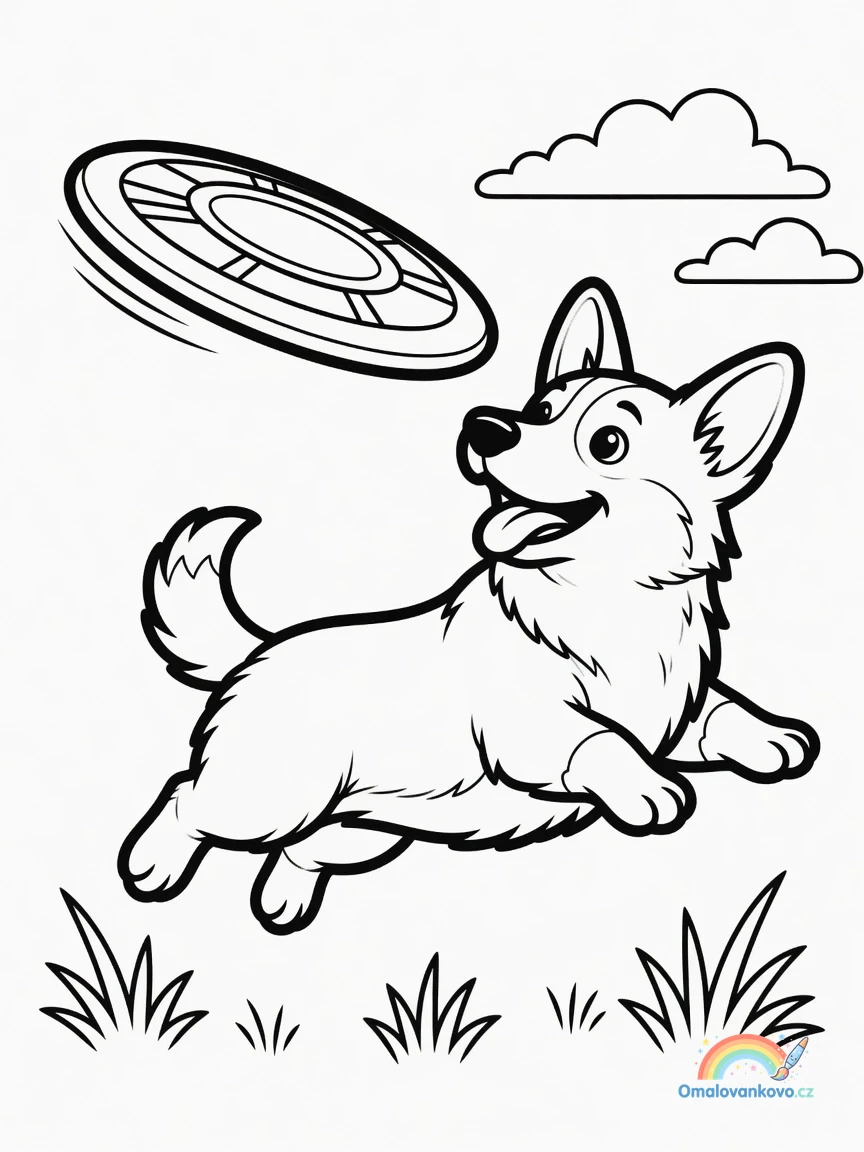 Omalovánka Corgi 8 k vytisknutí na A4