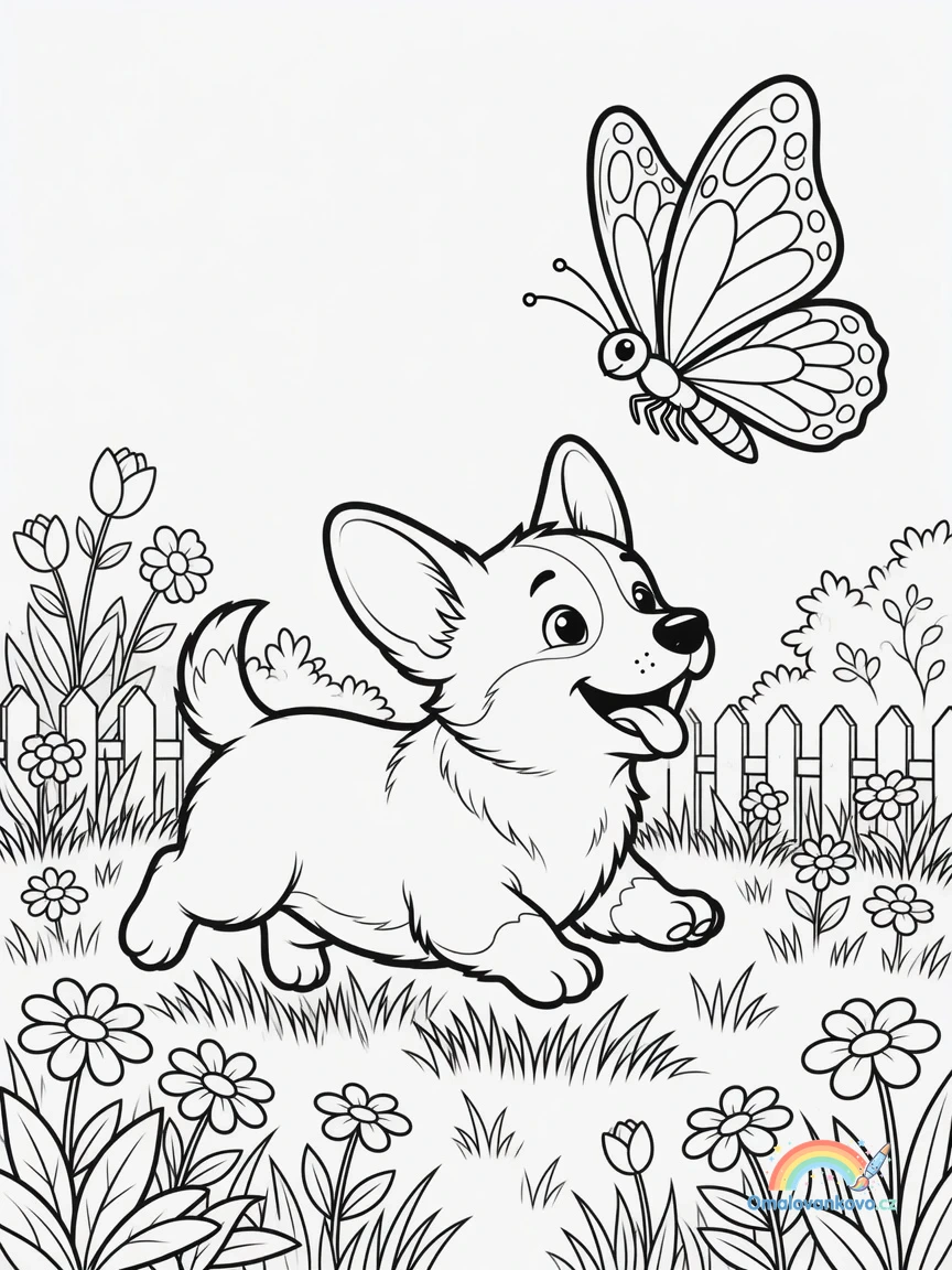 Omalovánka Corgi 2 k vytisknutí na A4