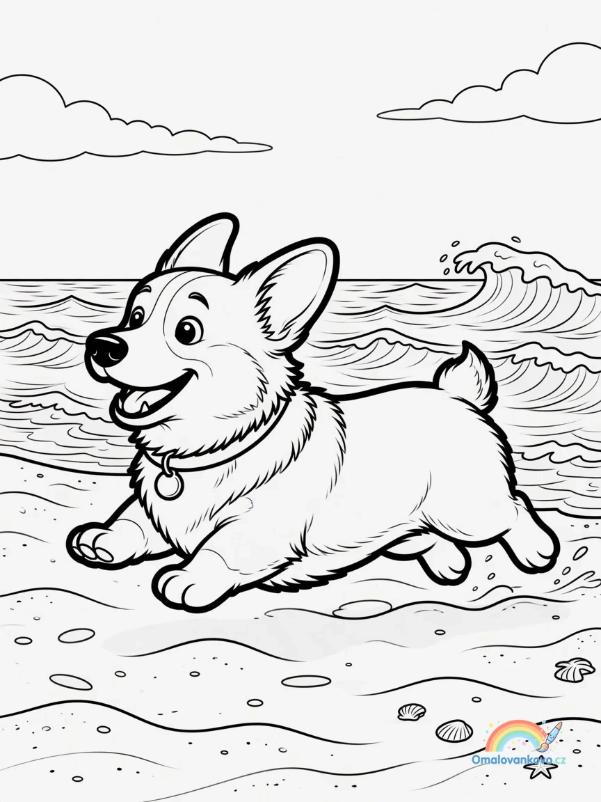 Omalovánka Corgi 12 k vytisknutí na A4