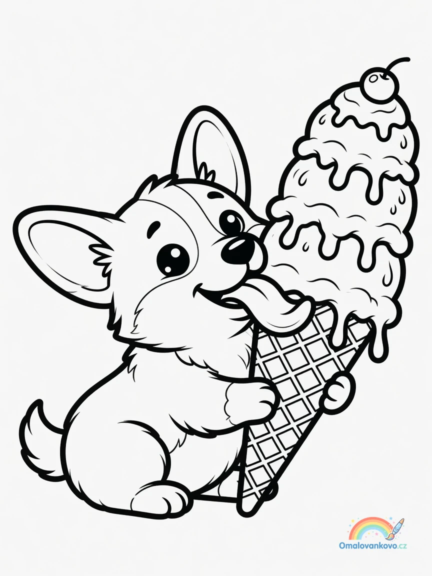 Omalovánka Corgi 13 k vytisknutí na A4