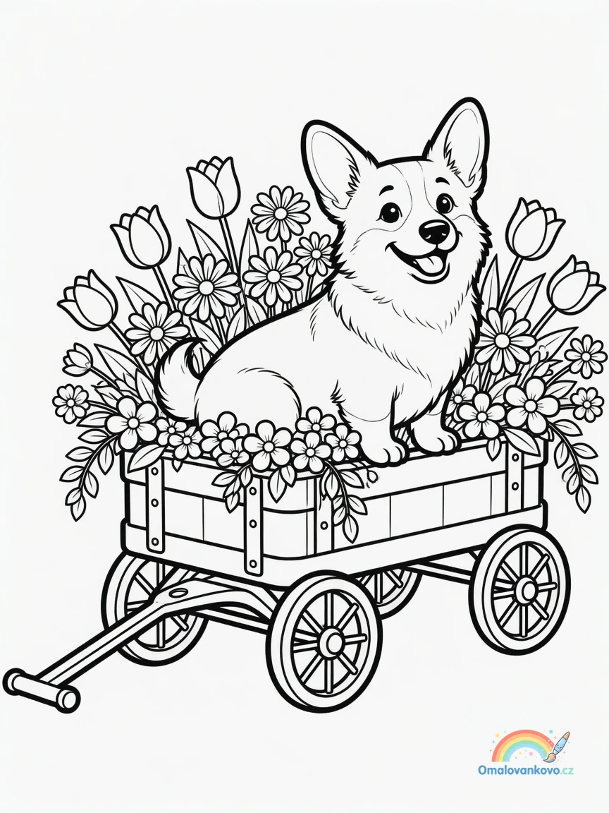 Omalovánka Corgi 6 k vytisknutí na A4