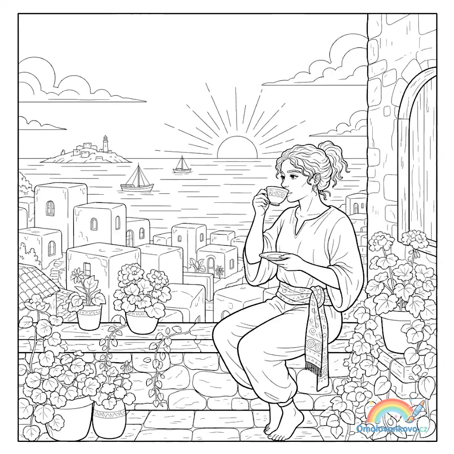 Omalovánka Čaj 7 k vytisknutí na A4