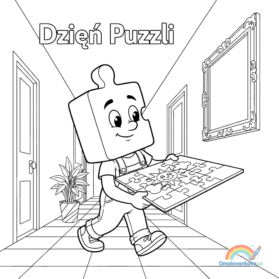 Omalovánka Den puzzlí 9 zdarma