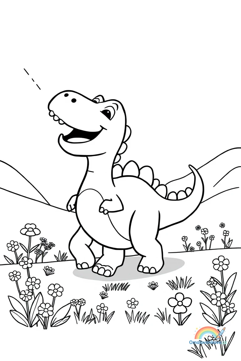 Omalovánka dinosauří mládě s krátkým krkem k vytisknutí na A4