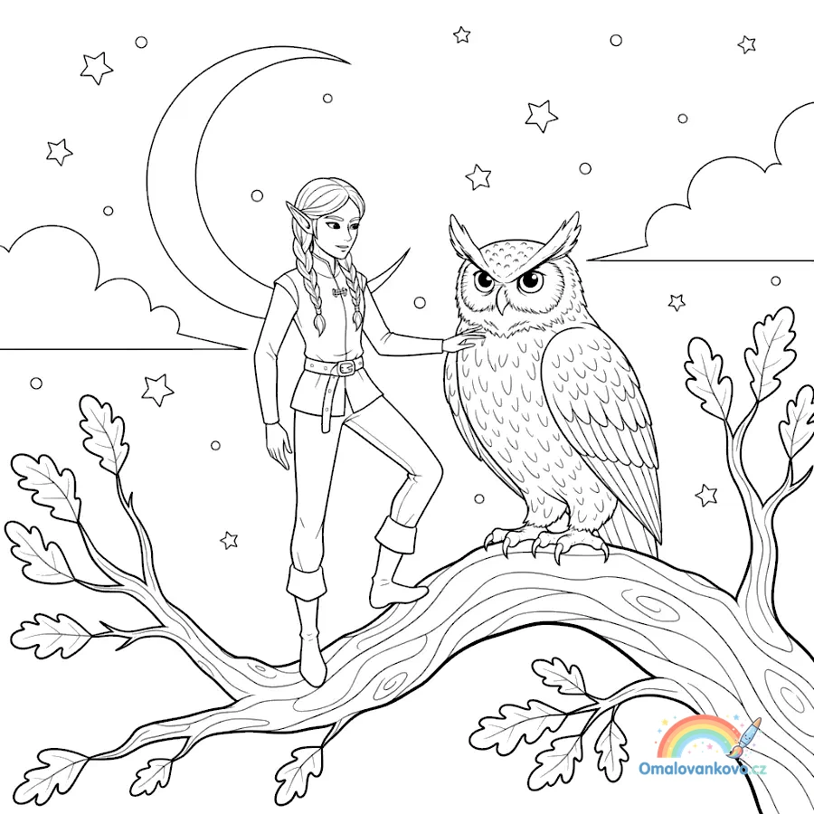 Křídlatý elf vznášející se nad loukou