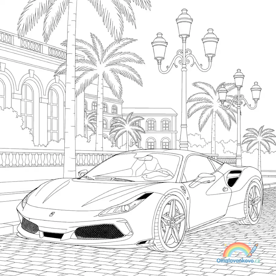 Omalovánka Ferrari v Monte Carlu k vytisknutí na A4