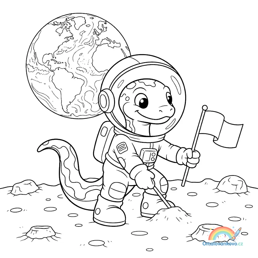 Omalovánka Krajta astronaut na k vytisknutí na A4