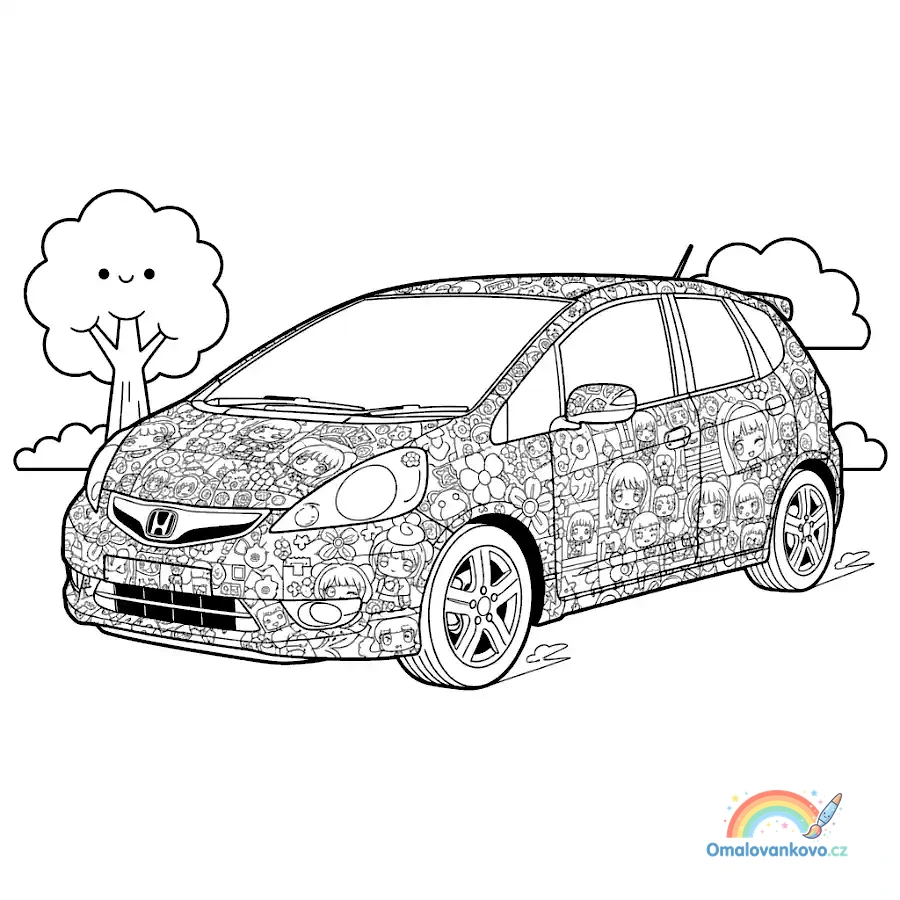 Omalovánka vozu Honda Jazz v japonském Itasha designu