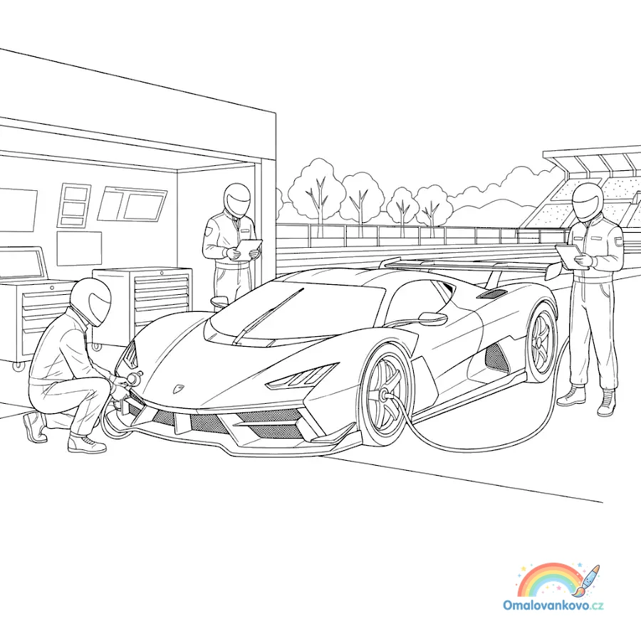 Omalovánka Rychlý pit stop k vytisknutí na A4