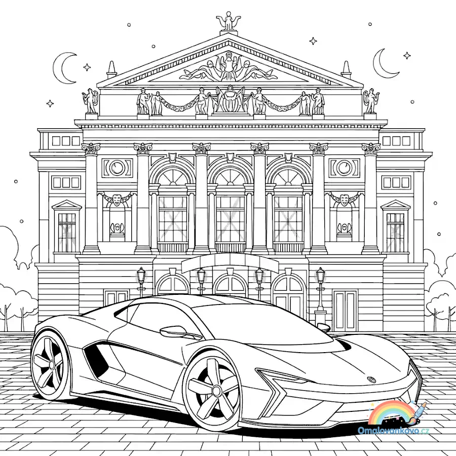 Omalovánka Hyperauto před operou k vytisknutí na A4