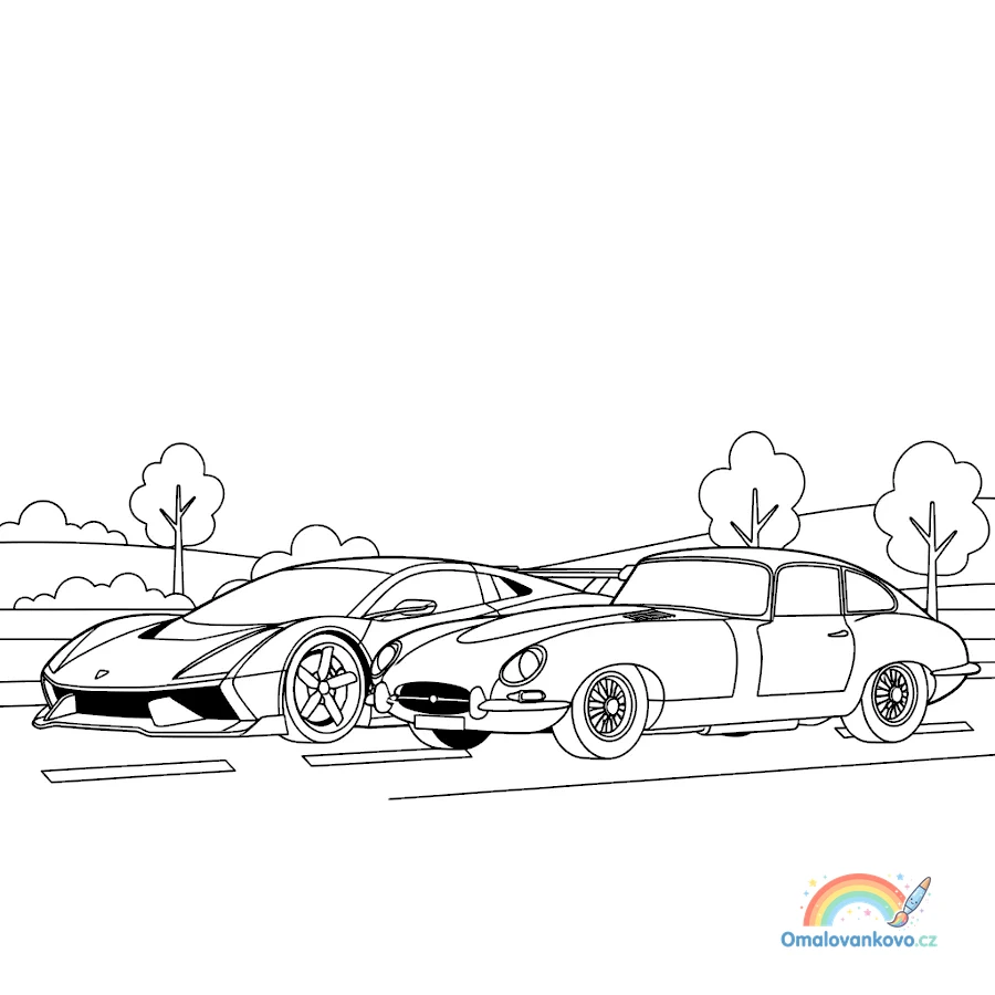 Omalovánka Klasika a superauto k vytisknutí na A4