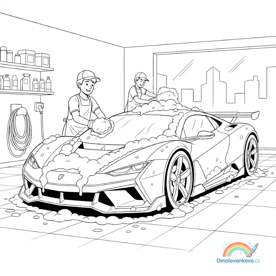 Omalovánka Hyperauto v husté pěně k vytisknutí na A4