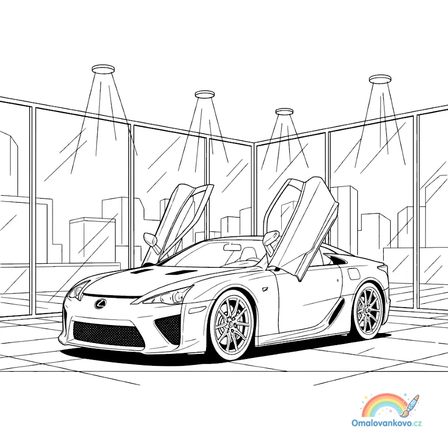 Omalovánka Lexus LFA v salonu k vytisknutí na A4