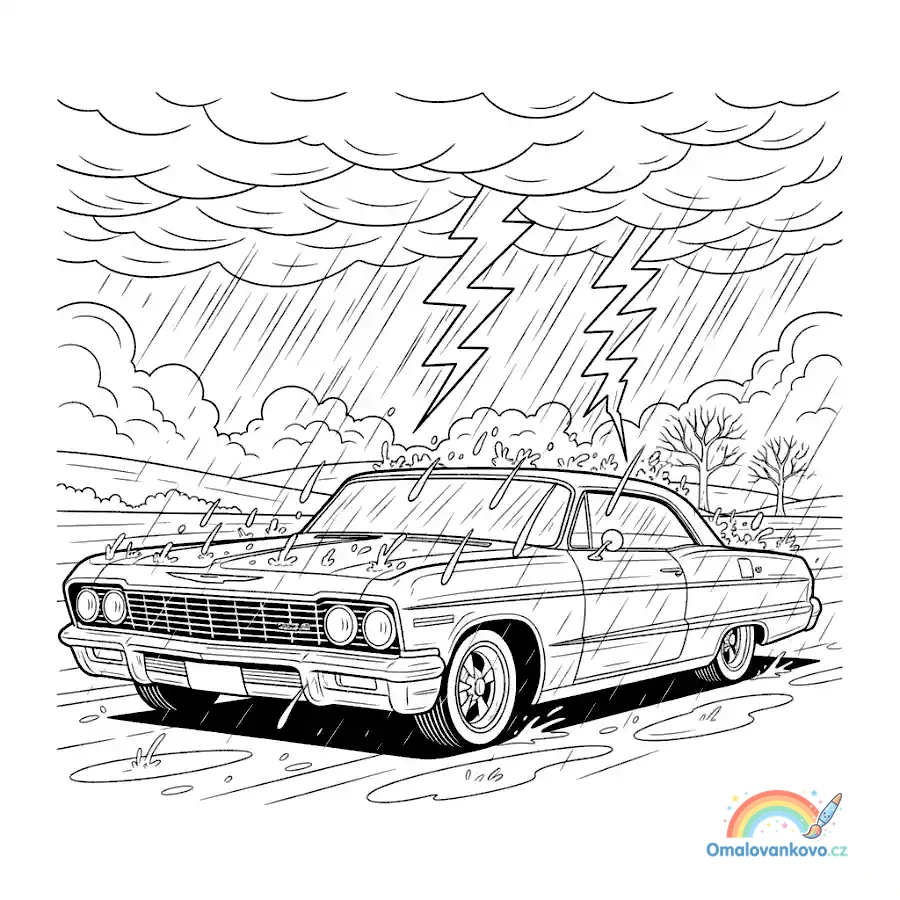 Omalovánka Lowrider v bouři k vytisknutí na A4
