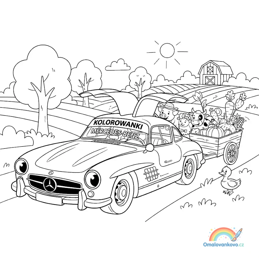 Omalovánka Mercedes vede průvod k vytisknutí na A4