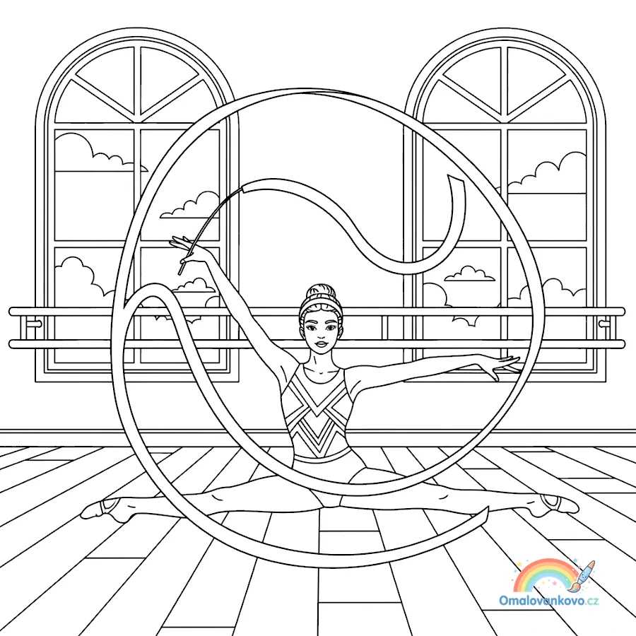 Omalovánka Moderní gymnastka 35 k vytisknutí na A4