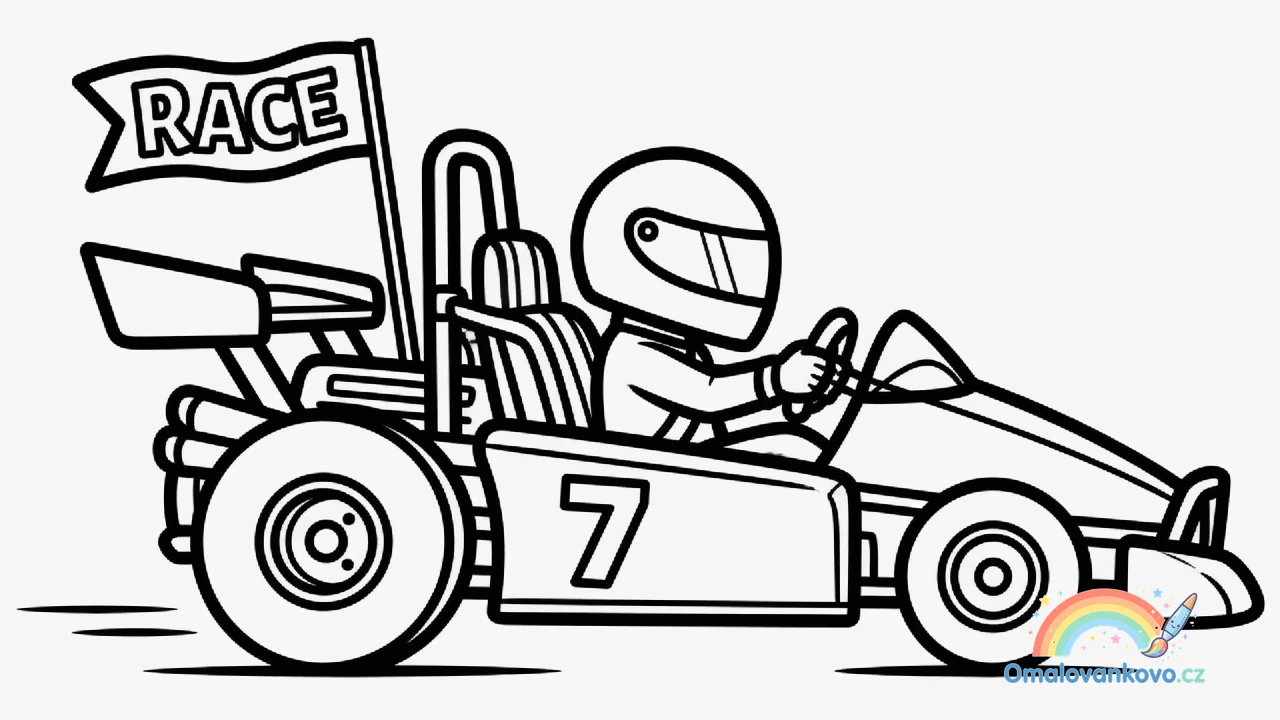 Omalovánka Motokára 8 k vytisknutí na A4
