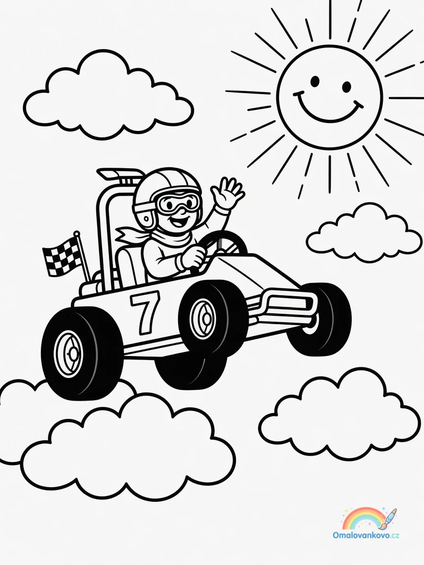 Omalovánka Motokára 3 k vytisknutí na A4