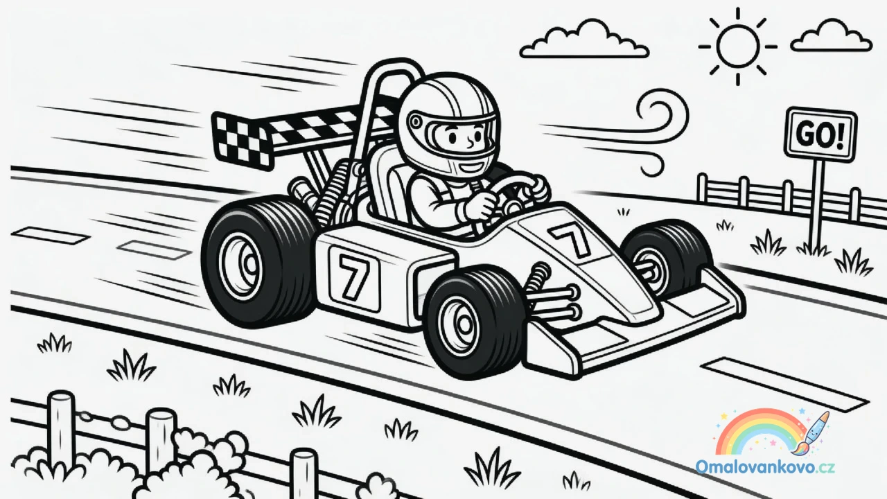 Omalovánka Motokára 2 k vytisknutí na A4