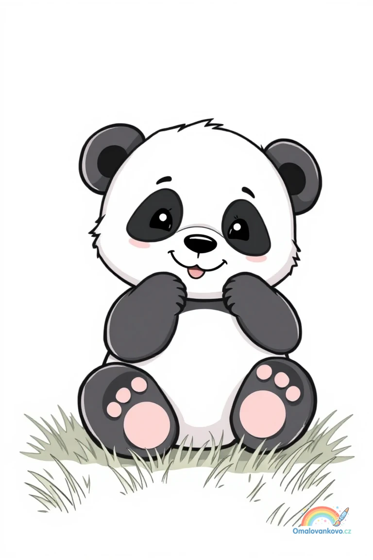Omalovánka hrajícího si pandího mláděte k vytisknutí na A4