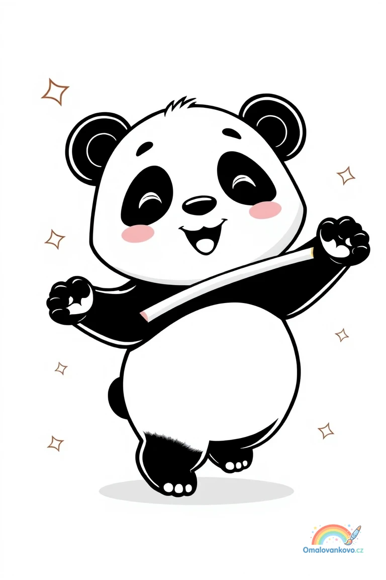 Omalovánka Sladká panda 12 k vytisknutí na A4