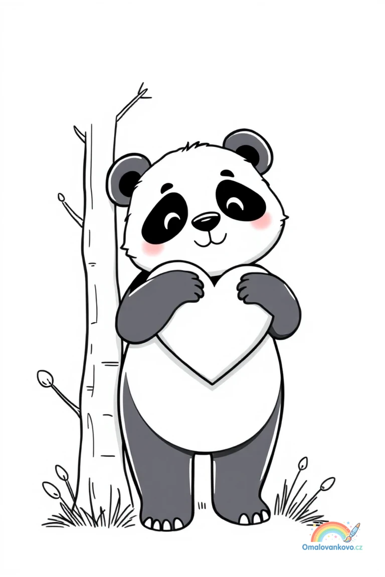 Omalovánka Sladká panda 9 k vytisknutí na A4