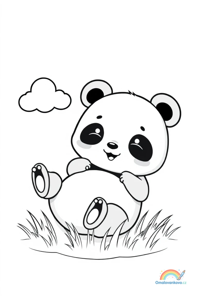 Omalovánka Roztomilá panda 8 k vytisknutí na A4