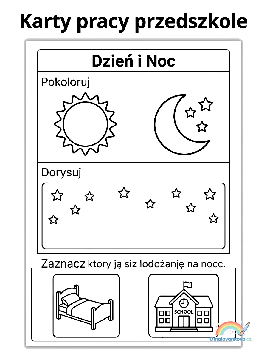 Omalovánka Pracovní listy pro školku 3 k vytisknutí na A4