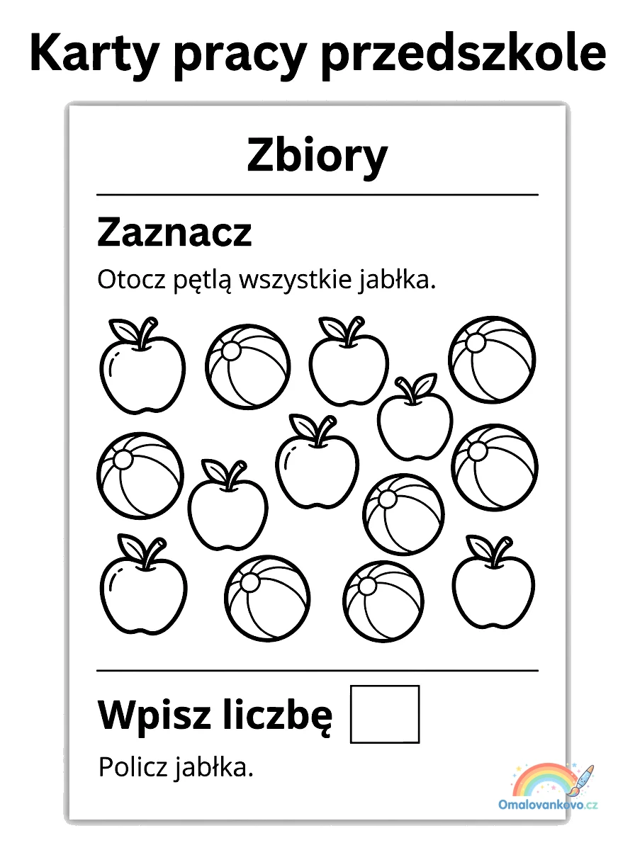 Omalovánka Pracovní listy pro školku 5 k vytisknutí na A4