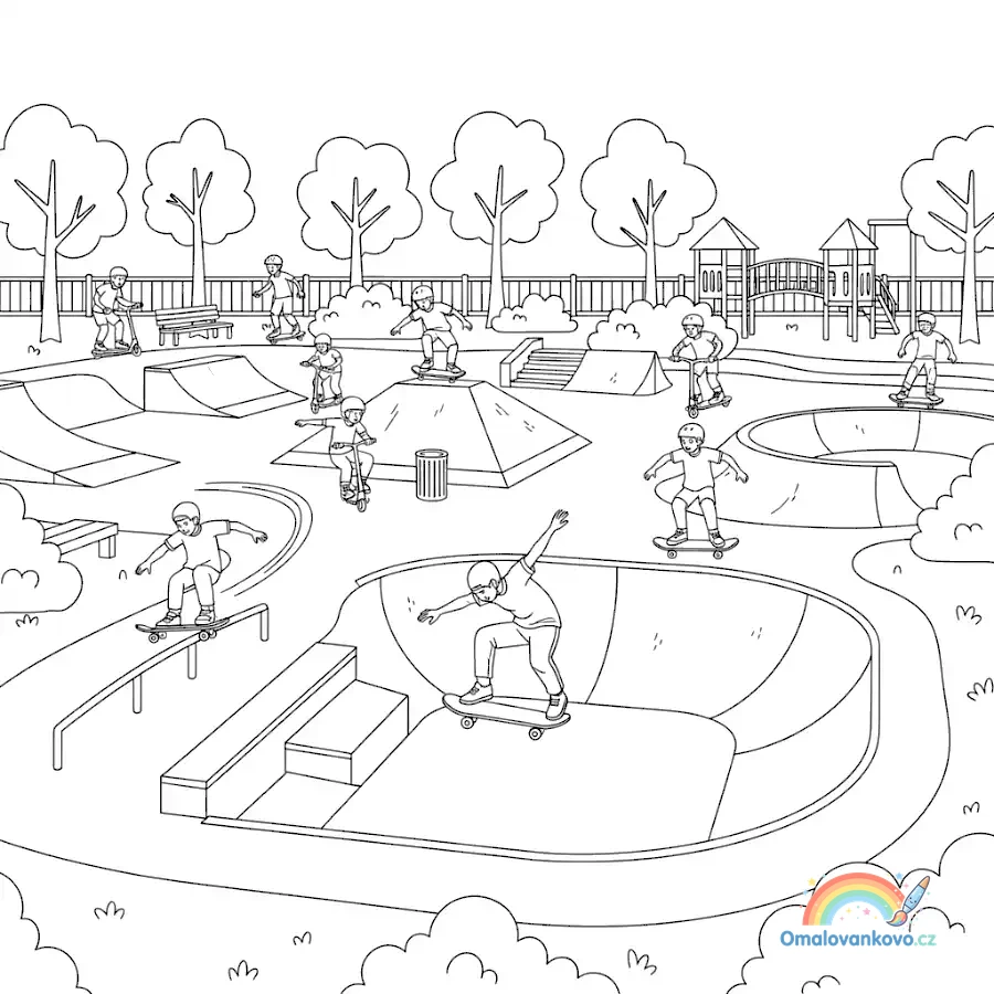 Omalovánka Park odvážné triky k vytisknutí na A4