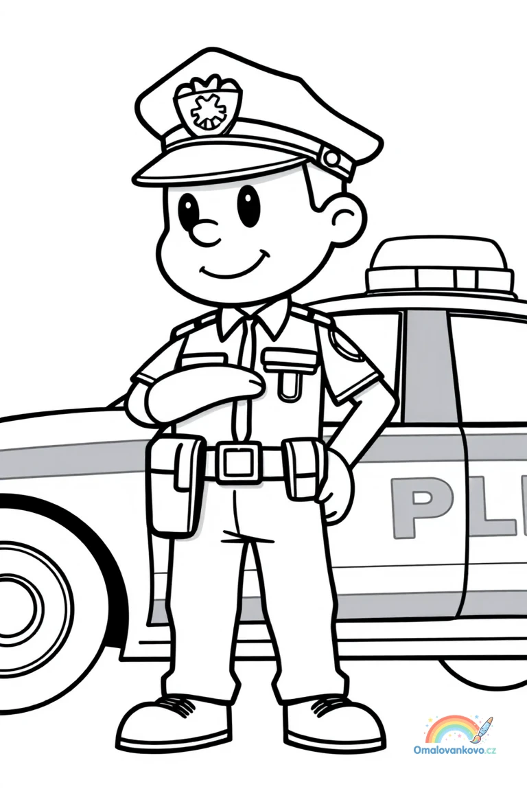 Policejní auto a policie k vytisknutí