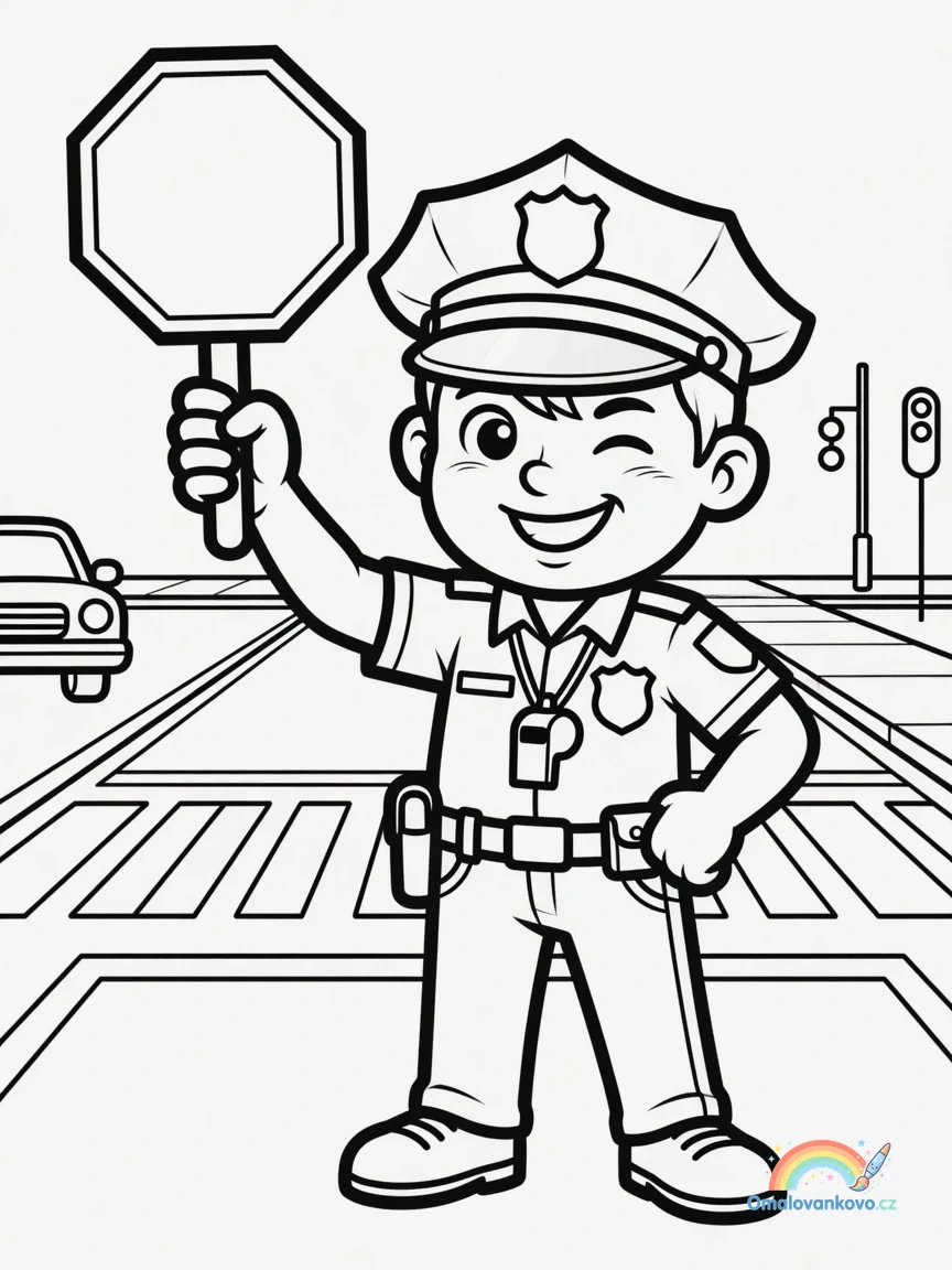 Omalovánka Policie k vytisknutí na A4