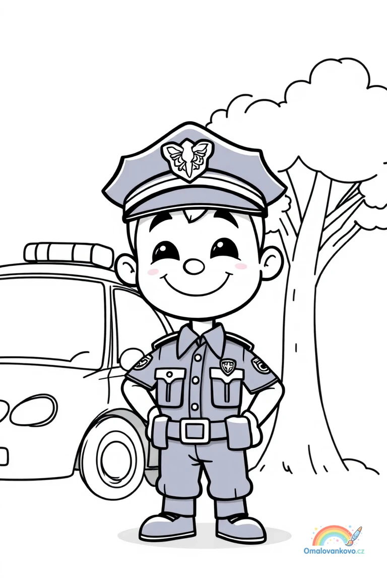 Omalovánka policisty 19 k vytisknutí na A4