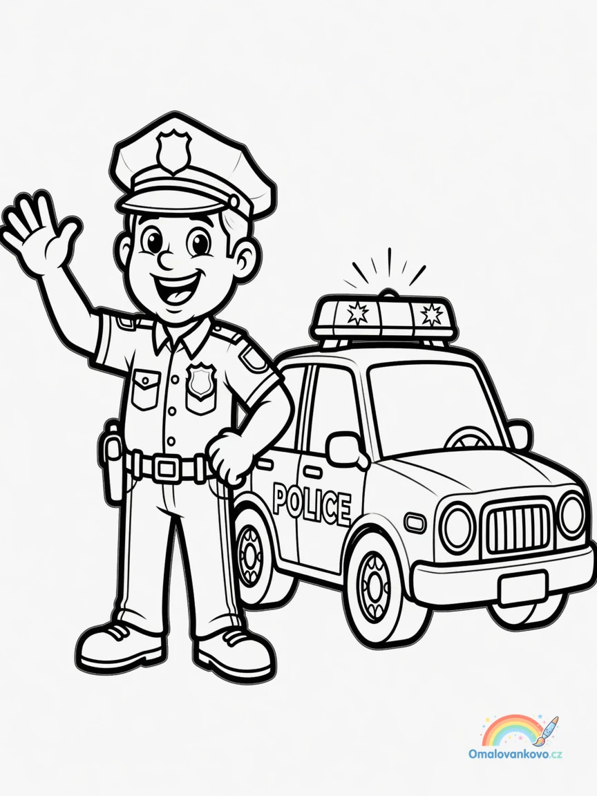 Policejní omalovánka k vytisknutí - auto v akci 1