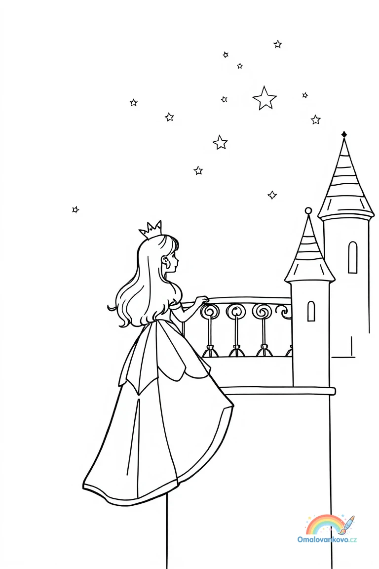 Omalovánka princezna 5 k vytisknutí