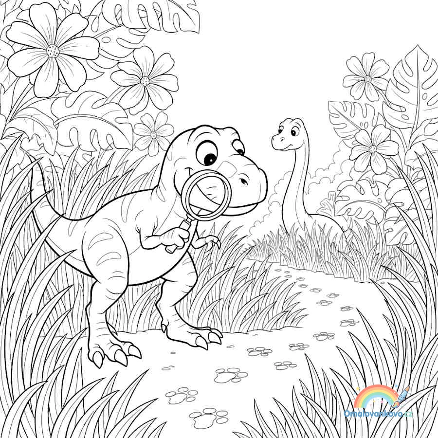 Omalovánka Rex stopuje dinosaura k vytisknutí na A4