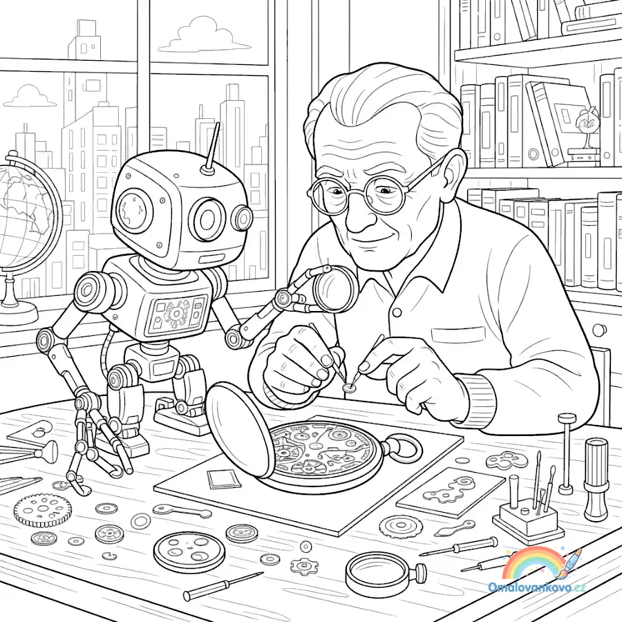 Omalovánka Robot 36 k vytisknutí na A4