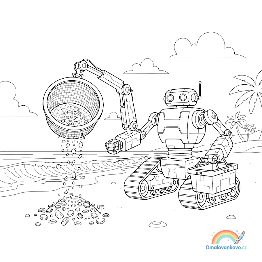 Omalovánka Robot 5 k vytisknutí na A4