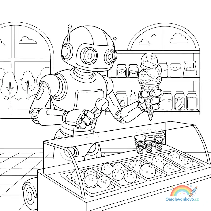 Omalovánka Robot 19 k vytisknutí na A4