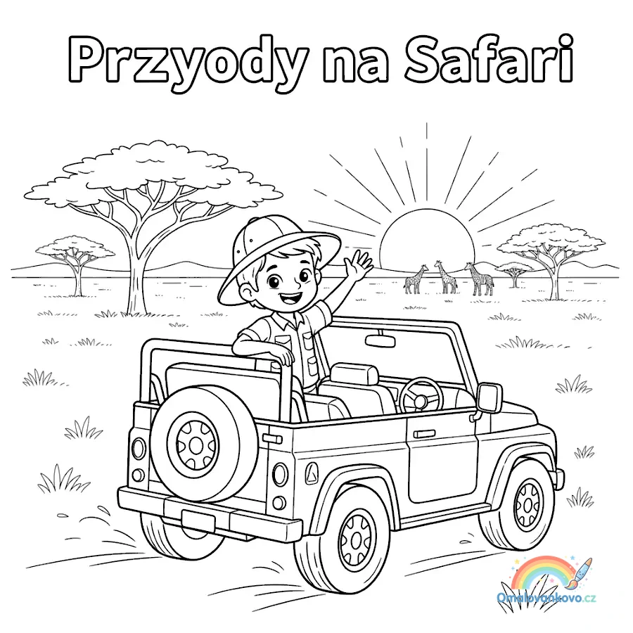 Omalovánka Safari dobrodružství 1 k vytisknutí na A4