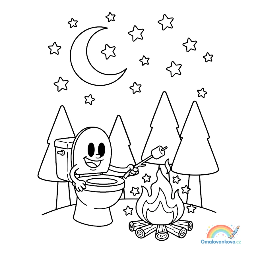 Omalovánka Skibidi Toilet peče marshmallow k vytisknutí na A4