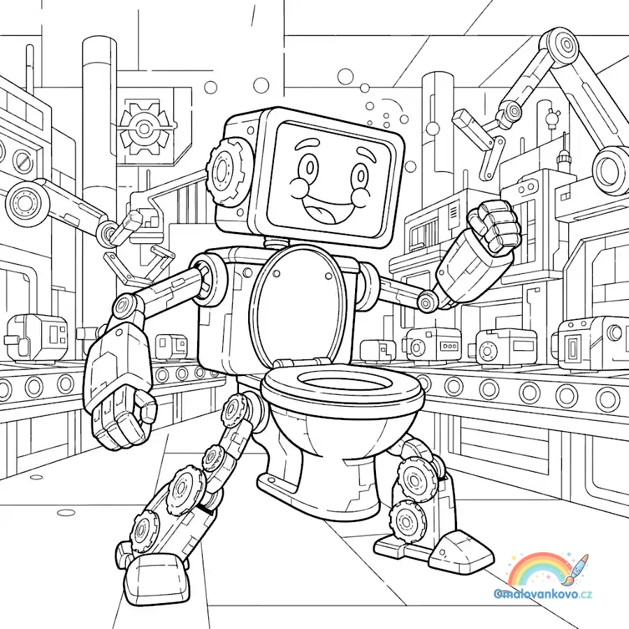 Omalovánka Robot Skibidi Toilet k vytisknutí na A4