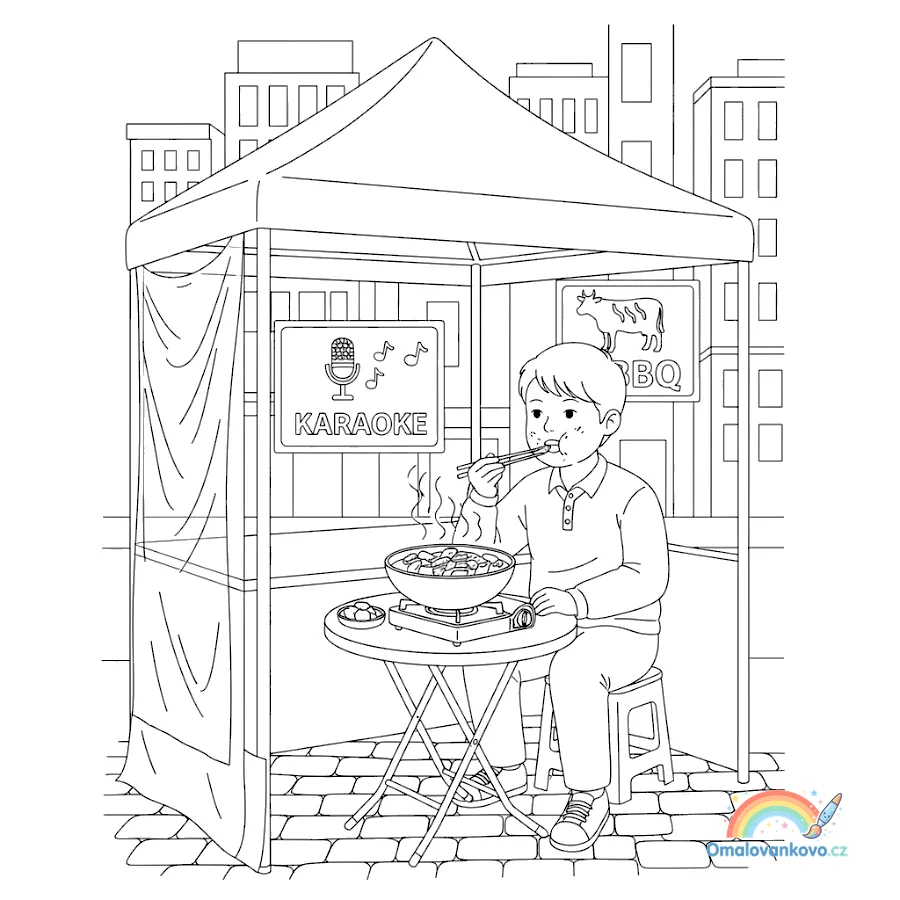Omalovánka Street Food Světa 2 k vytisknutí na A4