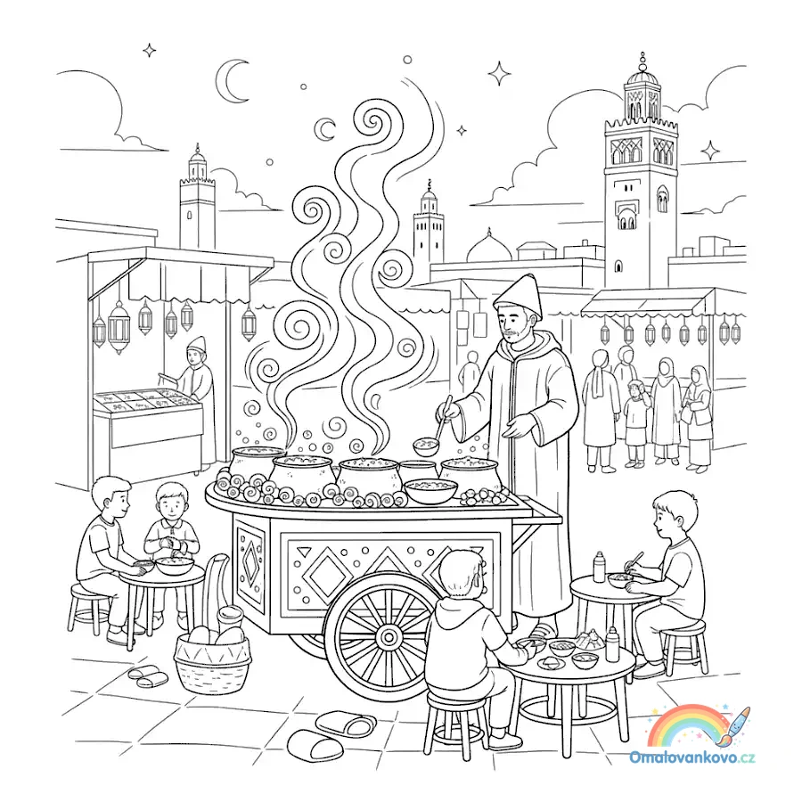 Omalovánka Street Food Světa 31 k vytisknutí na A4