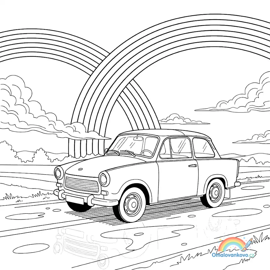 Omalovánka Trabant 11 k vytisknutí na A4