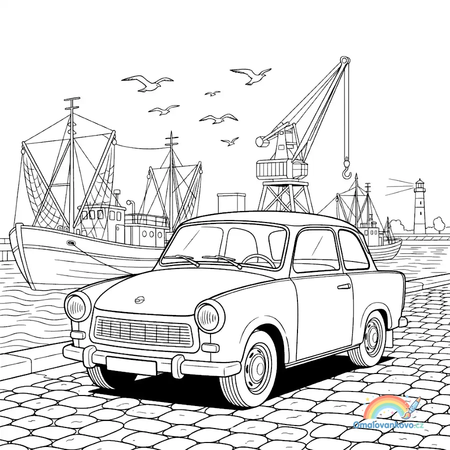 Omalovánka Trabant 34 k vytisknutí na A4