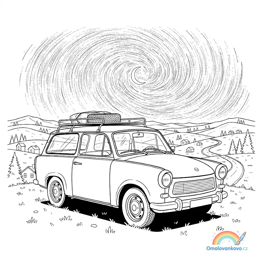 Omalovánka Trabant Auto 41 k vytisknutí na A4