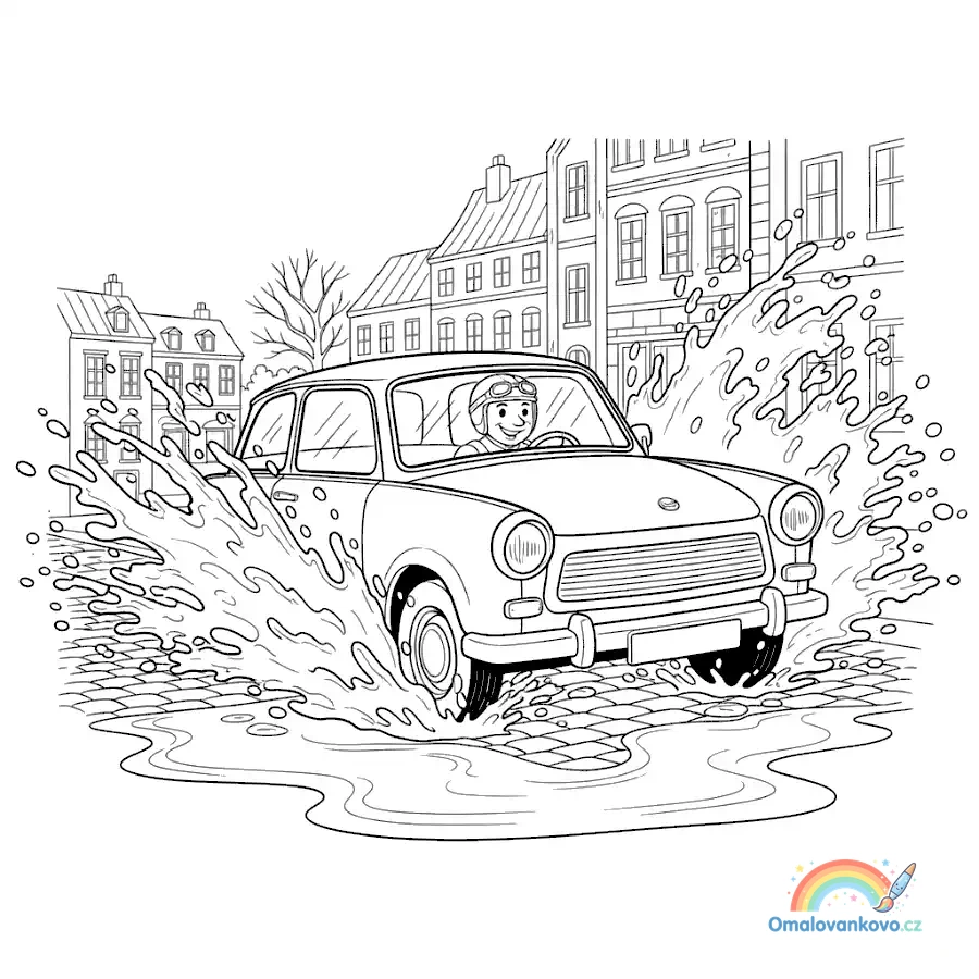 Omalovánka Trabant 6 k vytisknutí na A4